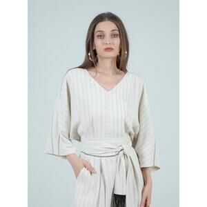 NEW AYLAYA ariana pinstripe blouse in white